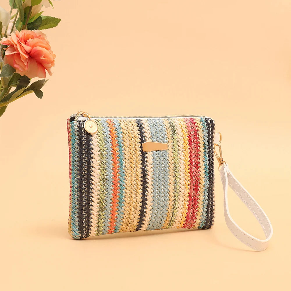 Women's Straw Clutch Wrist Handbag