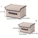 1pc Linen Fabric Storage Box With Lid.