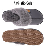 Evshine Women's Fur Plush Warm Slippers With Rubber Soles