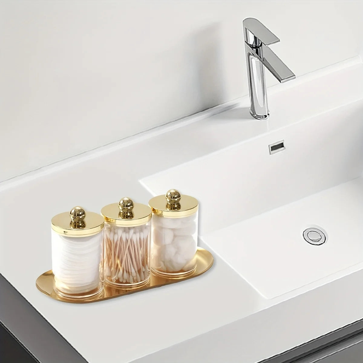2/3pcs Acrylic Bathroom Canister Sets With Vanity Tray
