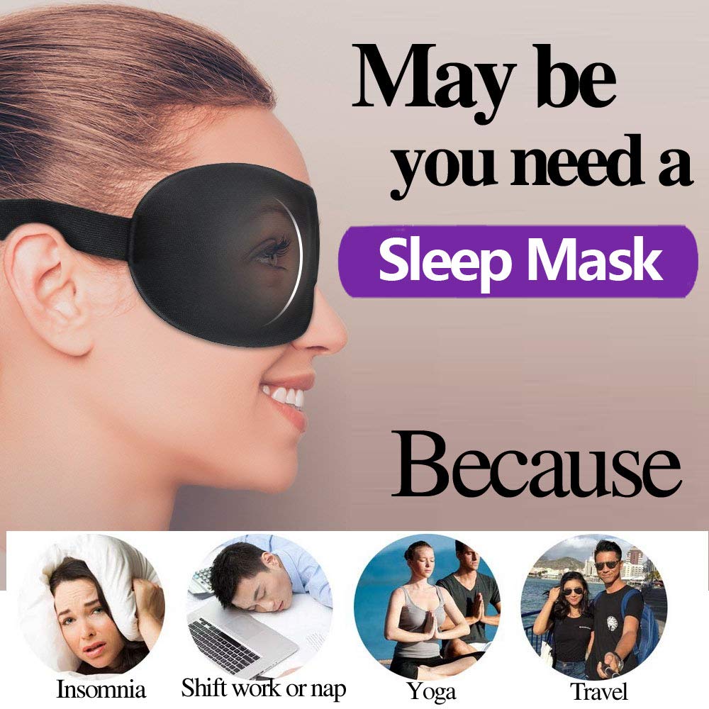 Tcare 3D Sleeping Eye Mask, Total Darkness When You Travel, Day Time Naps OR Work Shift work.