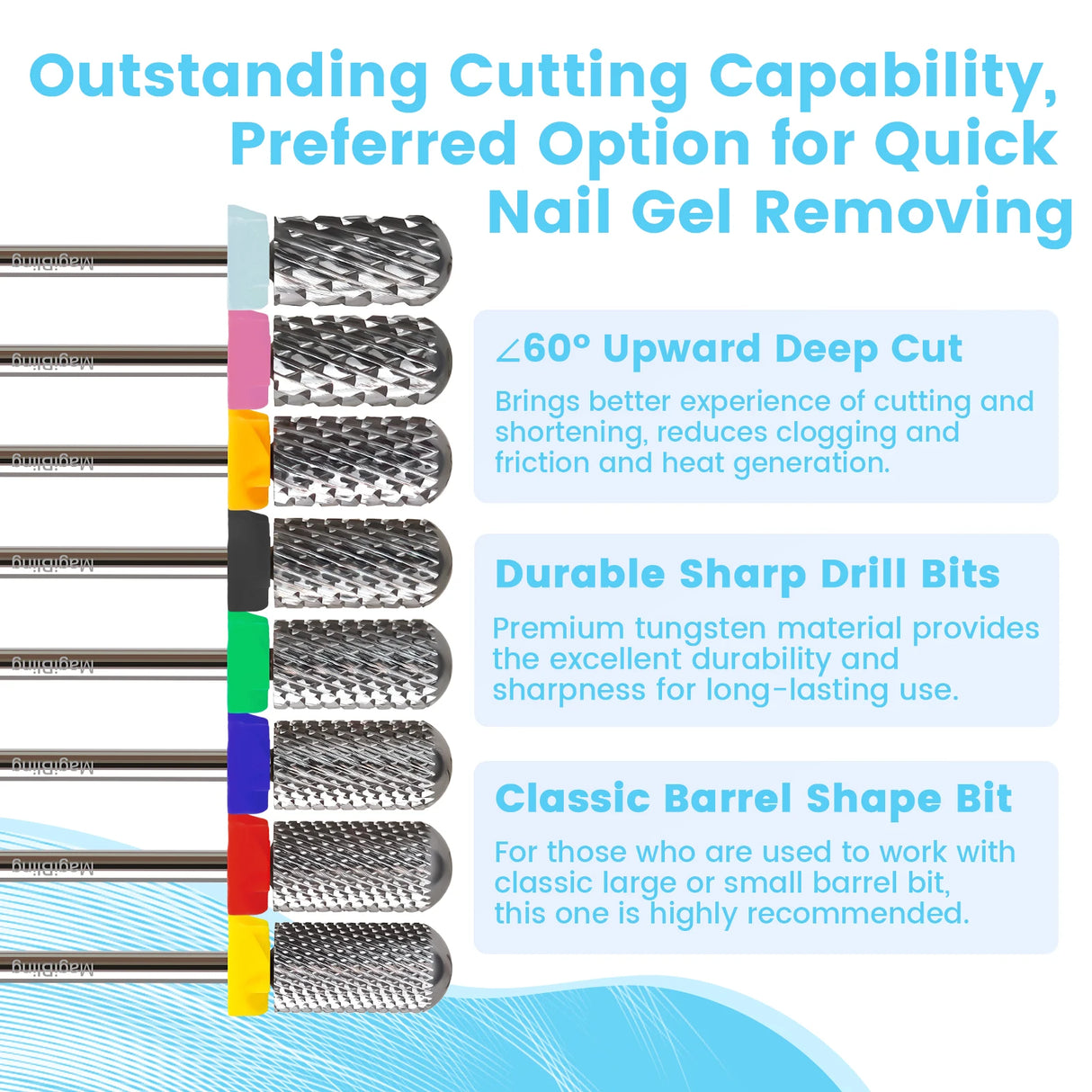 3/32" MagiBling Professional Manicure Nail Drill Bits for Hard Acrylic Gel
