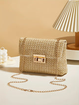 Women's Handwoven Crossbody Shoulder Bag With Lock Closure