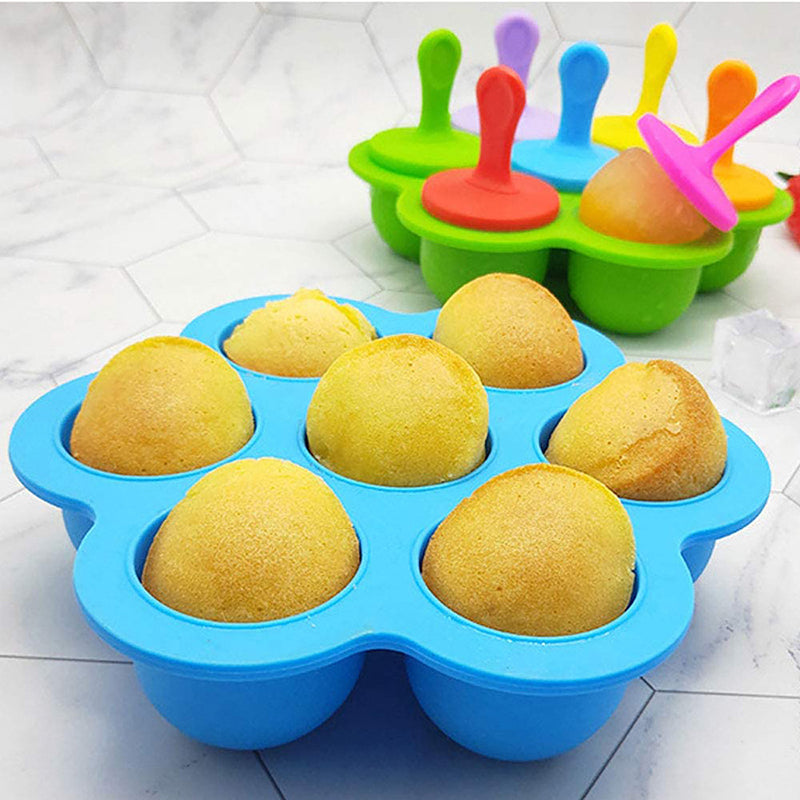 7 Hole Silicone Molds For Popsicles Ice Cream Or Yogurt Treats