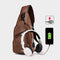 CARANFIER Chest Pack USB Charging PU Leather Shoulder Bag