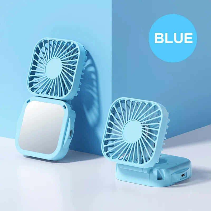 500mAh USB Rechargeable Handheld Portable Fan with Mirror
