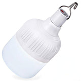 Portable LED Rechargeable Emergency Light. Lantern comes with a hook for camping or patio lighting.