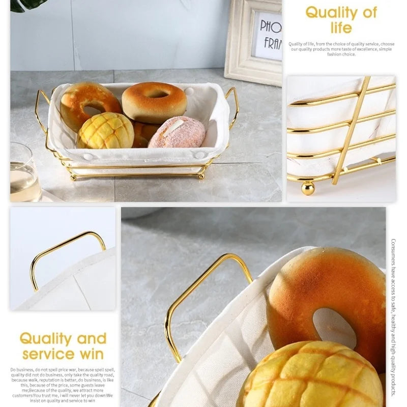 Golden Metal Wire Bread/Fruit Baske