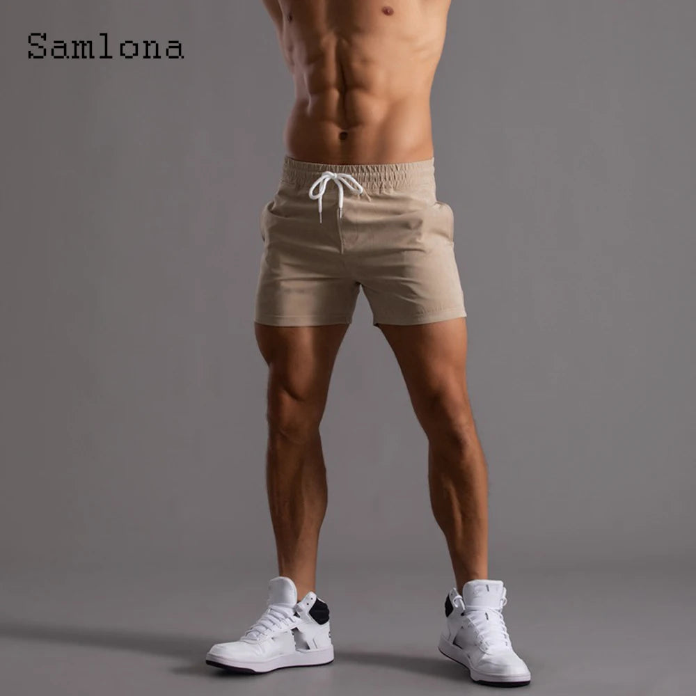 Men's Leisure Shorts With Lace Up And Pockets