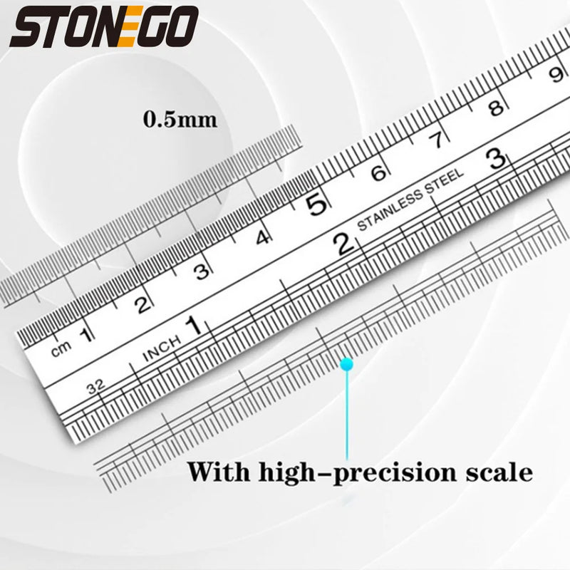 STONEGO Stainless Steel Double Sided Ruler, 6, 8, 12, 16 Or 20 Inch Me ...