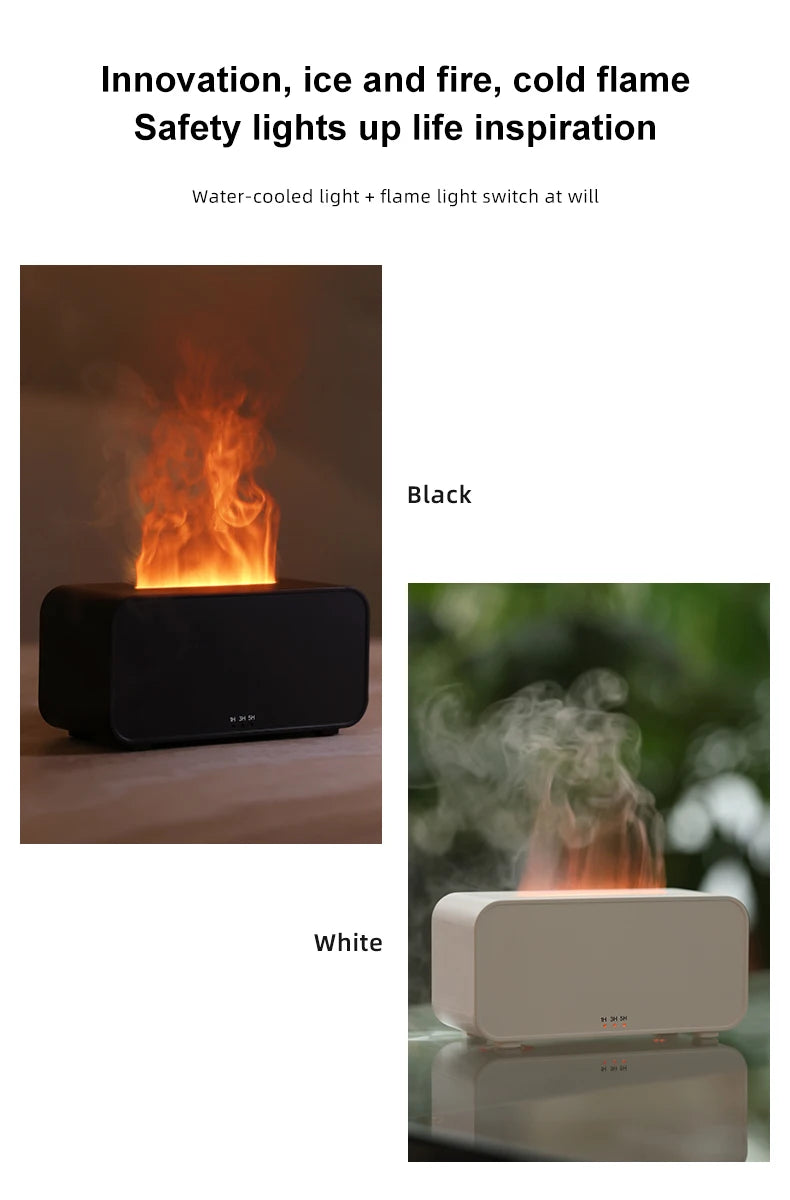 LED Simulation Flame Aroma Diffuser Mini Air Humidifier Machine With Timer