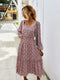 Elegant Ladies Long Sleeve Flower patterned Dress.