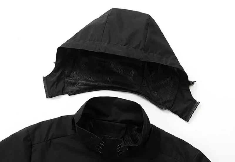 Men's Spring/Autumn Waterproof Jacket With Detachable Hood Sizes M-5XL