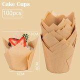 100pcs Oilproof Tulip Muffin Cupcake Liners