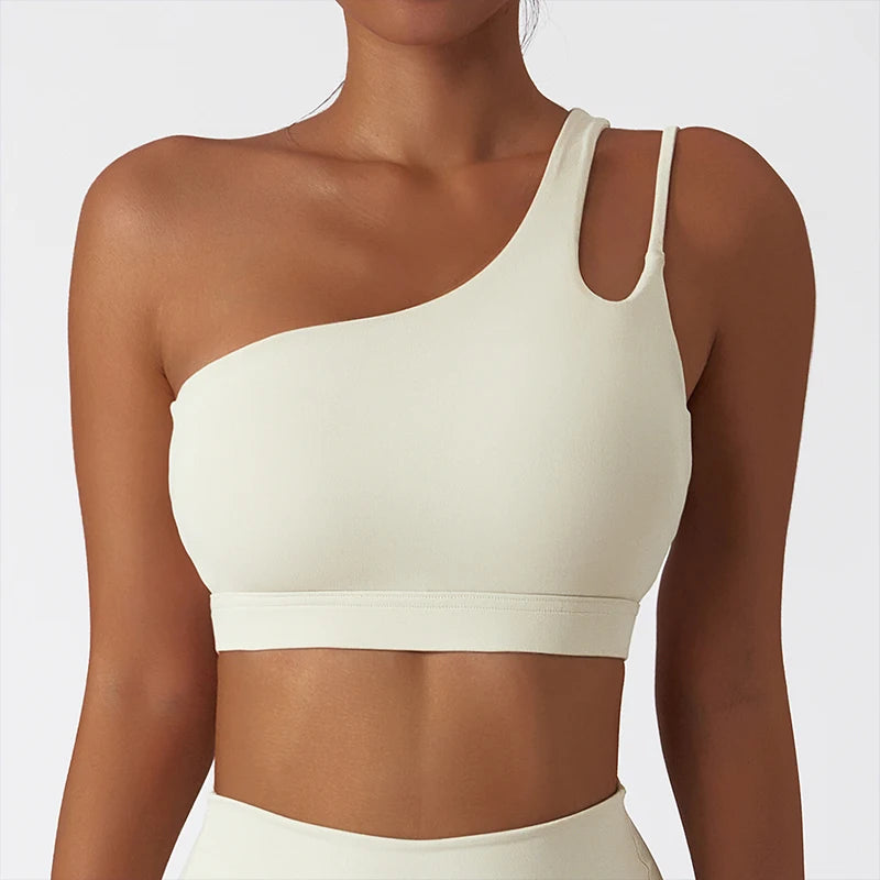 Single Strap, Stretchy Sports Bra With Pads