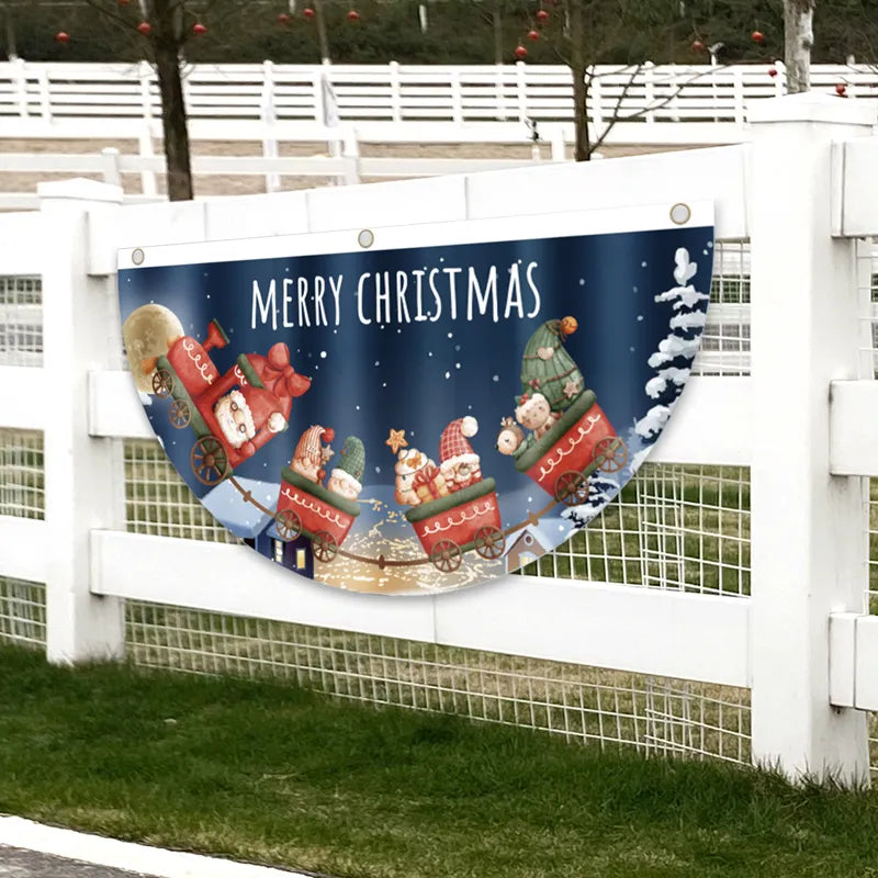 Outdoor Christmas Fan-shaped Flag Banner