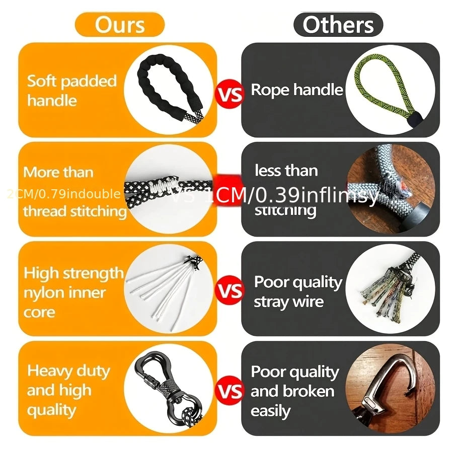 Heavy Duty Durable Rope Leash With Soft Handle for Small, Medium Pets