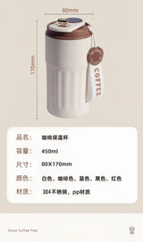 450ml  Temperature Display Thermos Premium Stainless Steel Coffee Cup