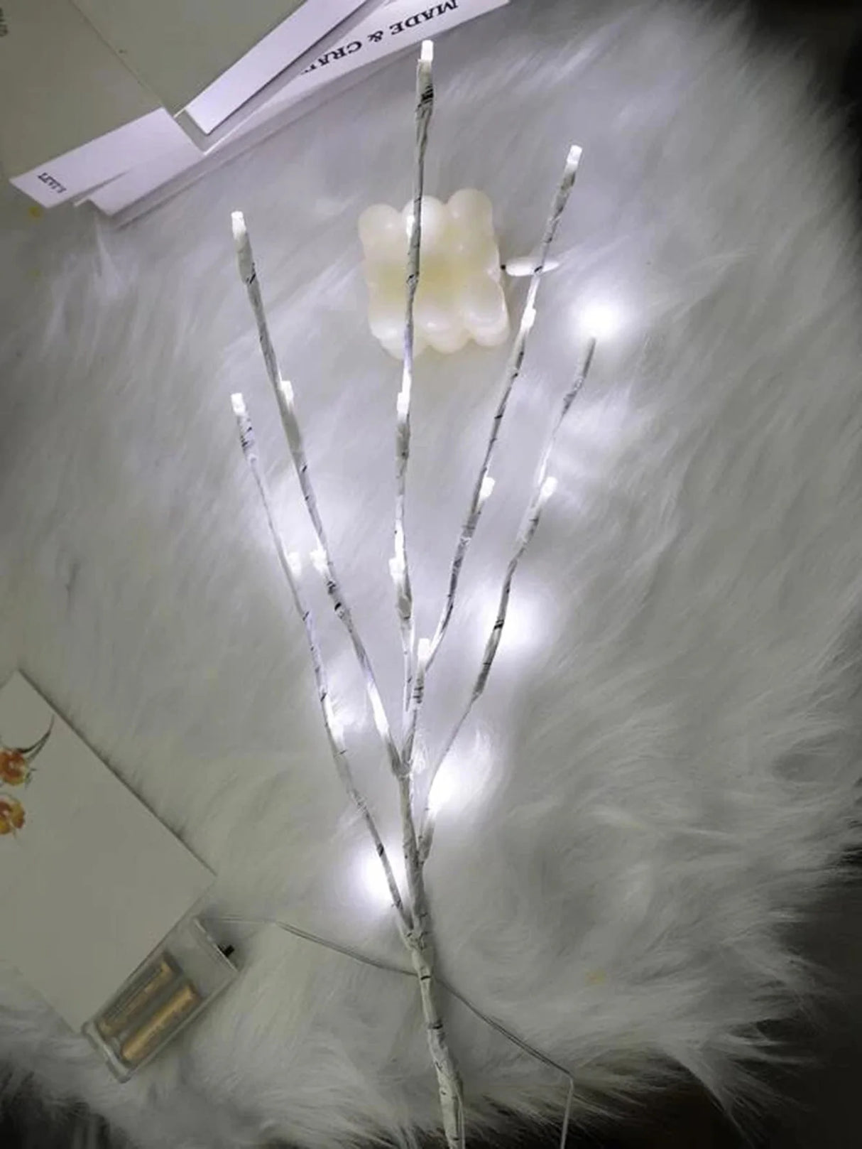 1 PC Battery Operated 20 LED  White Birch Branch Lights