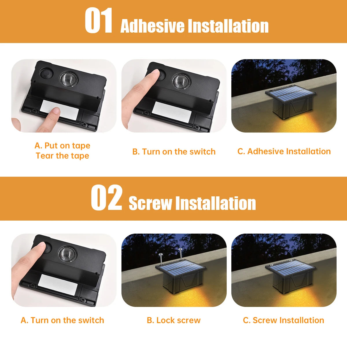 Waterproof Solar RGB Or Yellow Lights for Step Fence Or Railing