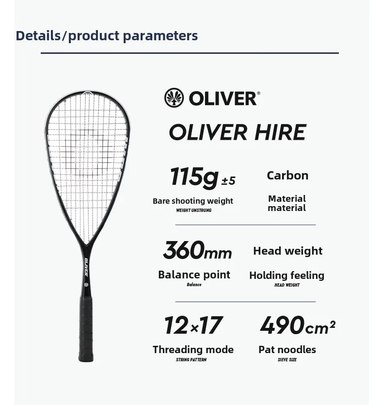 High-Performance Carbon Squash Racquet With String -Bag Included