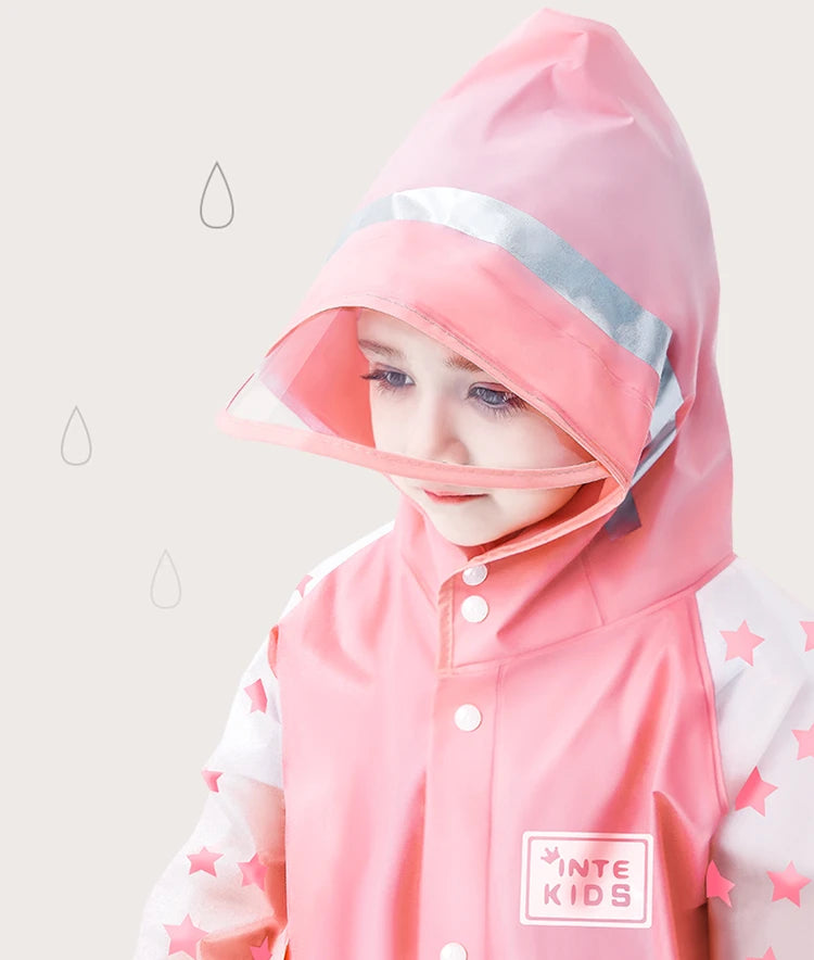 Children's Cartoon Raincoat With Backpack Space