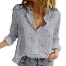 Women's Casual Long Sleeve Cotton Linen Blouse.