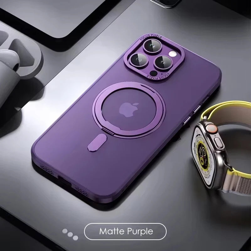 Magnetic 360°Rotation Stand Phone Case For Iphone 12 13 14 15 16 17 Pro Max Plus With Ring Holder