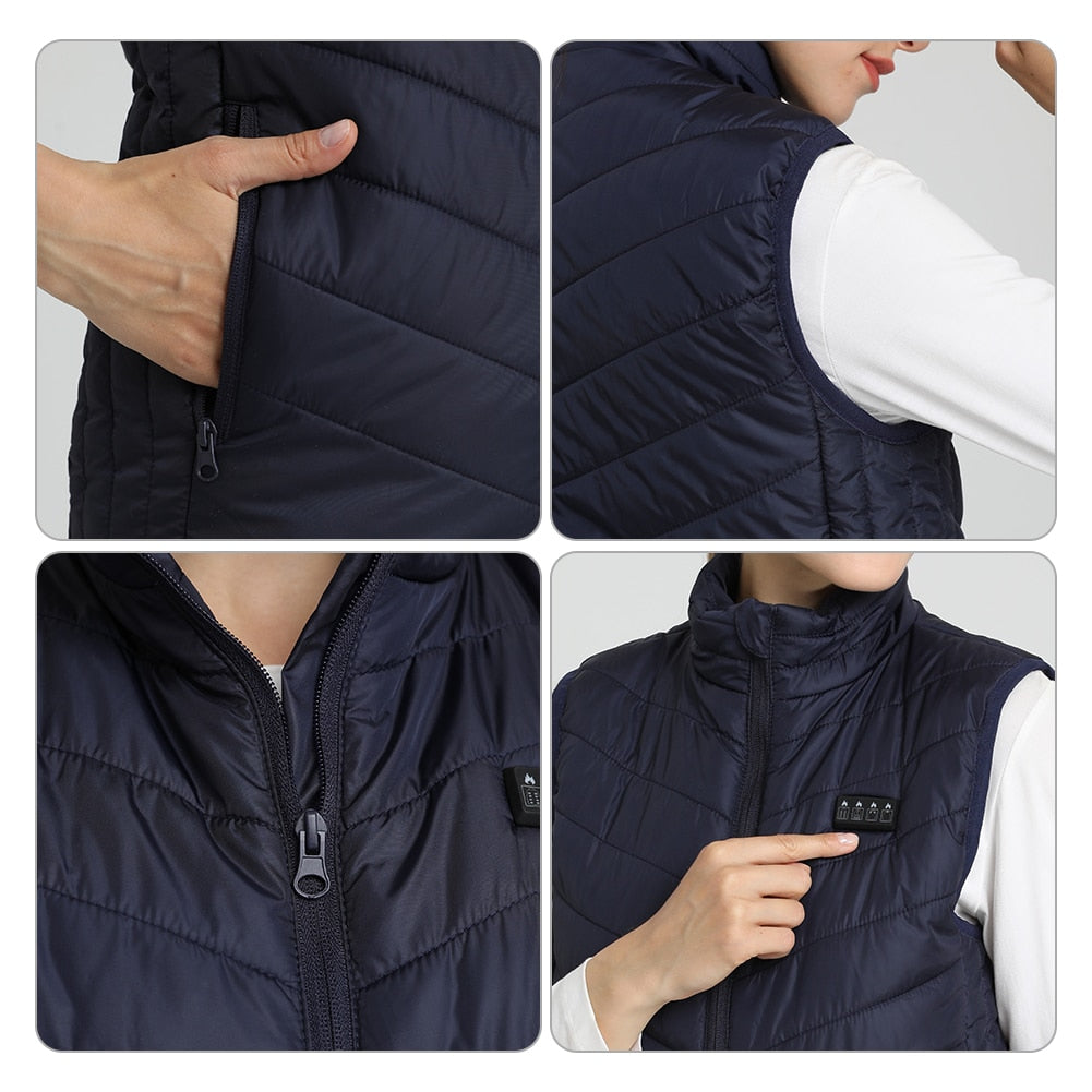 Men's and Women's USB Heated Thermal Vest. Sizes S to 6XL and Up to 17 Heating Zones.