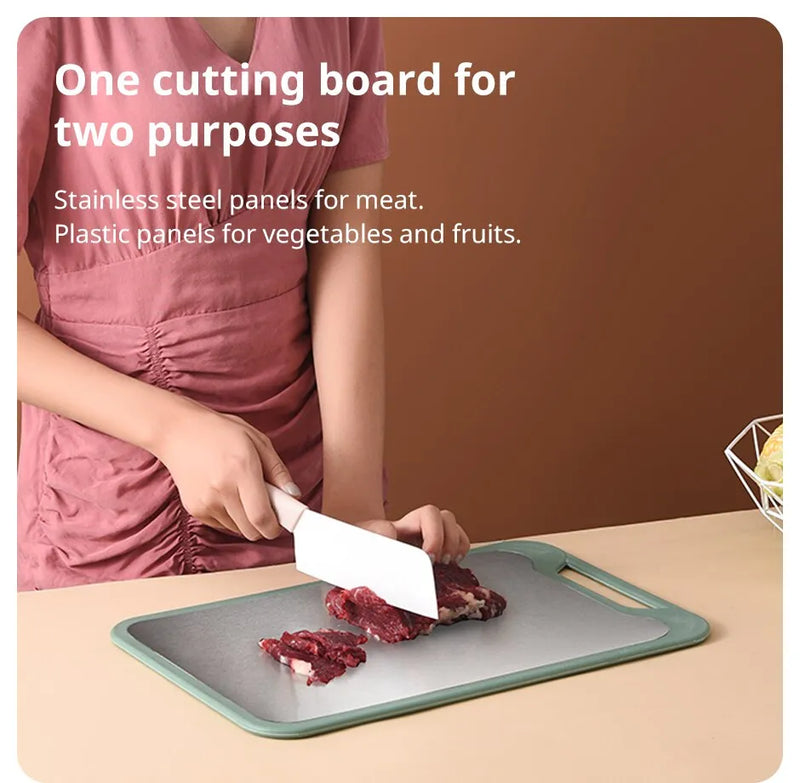 1pc Stainless Steel and Plastic Cutting Board