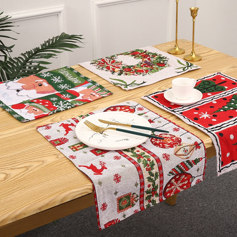 Holiday Season Decorative Woven Tapestry Placemats.