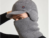 Men Or Women's Knitted Neck Scarf And Hat With Extra Ear Protection
