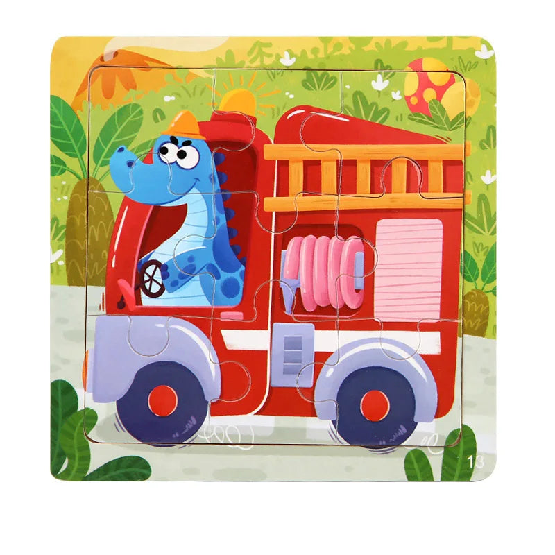 11x11cm Wooden 3d Cartoon Puzzle