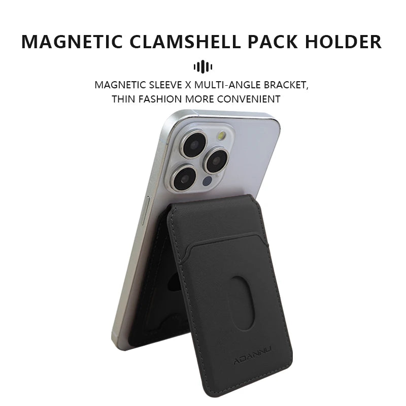 Leather Magnetic Cellphone Card Holder For IPhone 12 13 14 15 16 Pro Max Plus