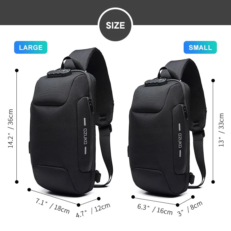 OZUKO Multifunction Waterproof Anti-theft Crossbody Bag for Men And Women