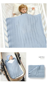 Vertical Stripes Solid Color Baby Cotton Blankets