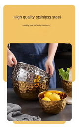 Stainless Steel Hammer Point Fruit Or Mixing Bowl