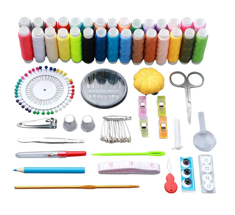 Complete Sewing Kit Set with Thread, Needles, Scissors And Measuring Tape.  Great For Home Or Travel.