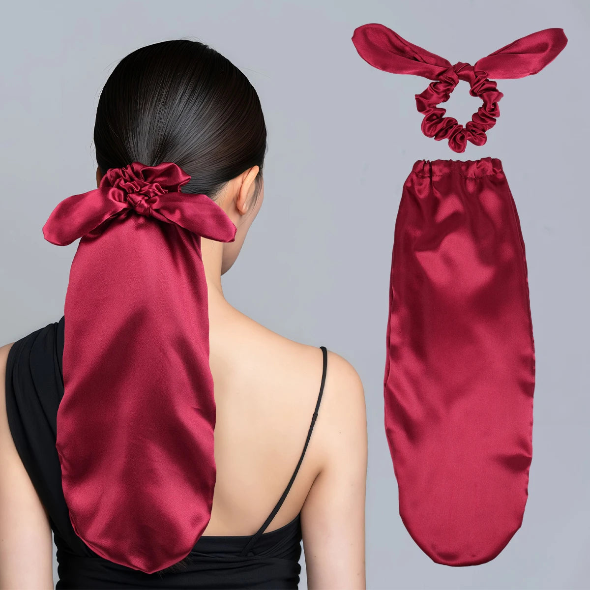 Ladies Satin Sleep Cap with Tie And Hairband