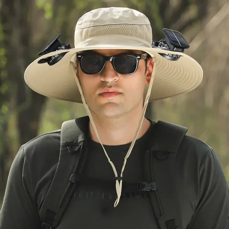 Camouflage Outdoor Sun Protective Hat with Solar Powered Fans
