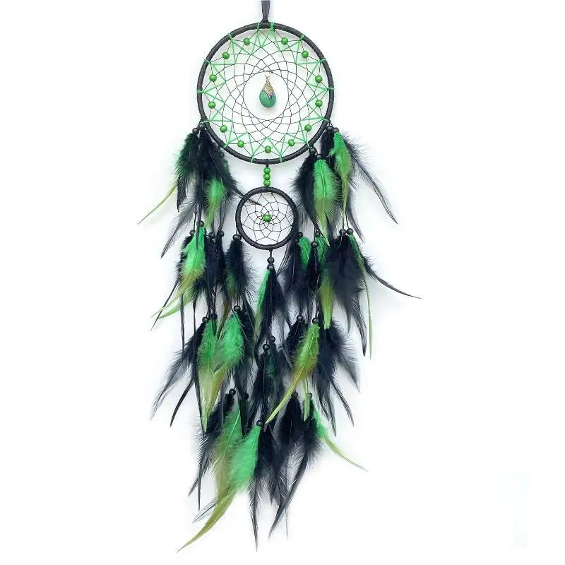Hand-woven Dreamcatcher With Artificial Feathers And Crystals