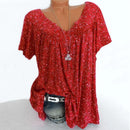 Women's V-Neck Printed Short Sleeve Tops