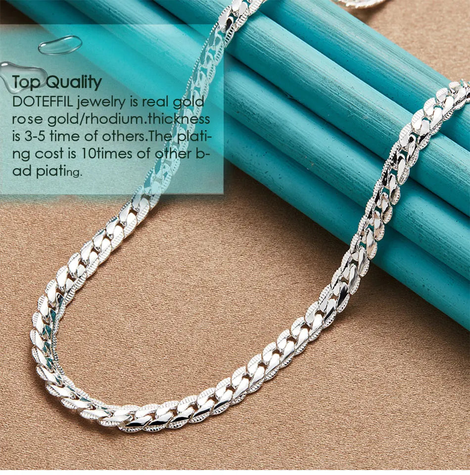 Men Or Women's DOTEFFIL 925 Sterling Silver 6mm Chain With 16/18/20/22/24 Inch Lengths