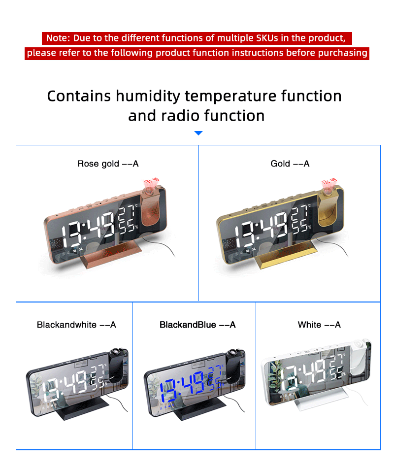 LED/USB Digital Desktop 2 Function Alarm Clock With Time Projector.