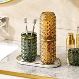 Light Luxury Diamond Pattern Travel Cup Toothpaste And Toothbrush Holder