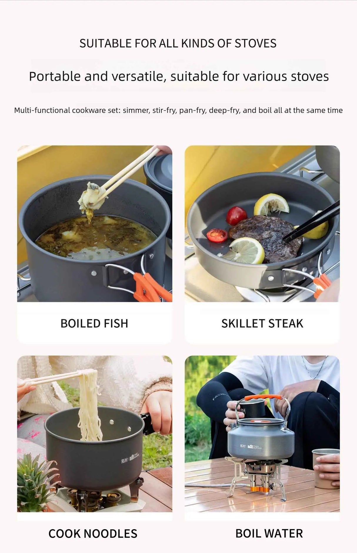 Ultralight Aluminum Camping Cookware With Storage Bag