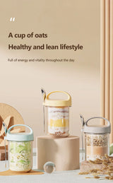 430ML Glass Cup With Lid And Spoon Great For Breakfast Oats Or Salad Cups