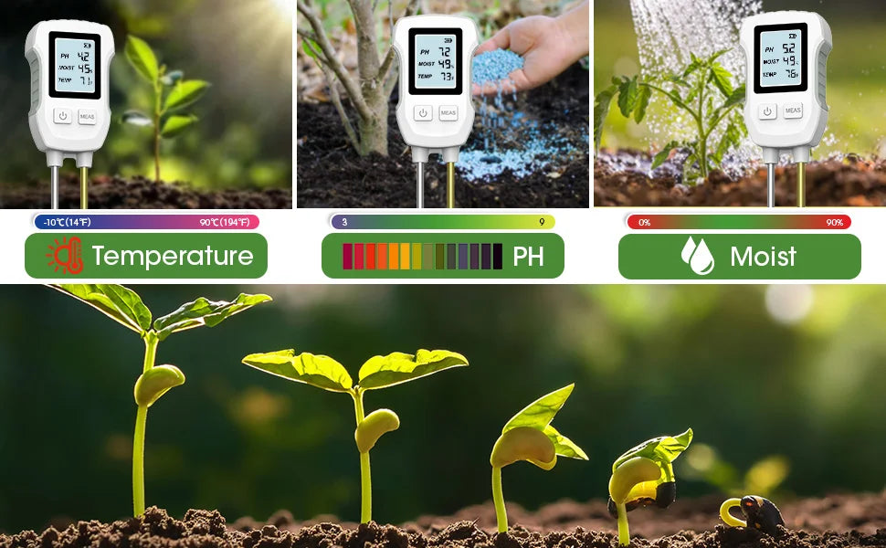 3 in 1 Digital LCD Soil Tester For PH/Moisture/Temperature With Backlight for House And Garden