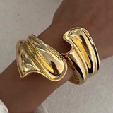 DIEZI Metal Gold Color Leaves Bangle