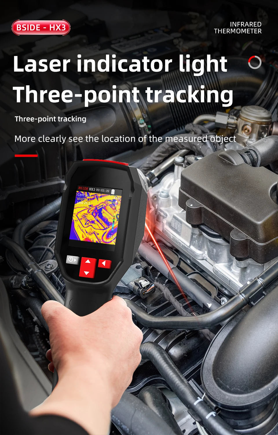 BSIDE Thermal Imager Camera HX1 Laser Thermographic HD Display For Circuit PCB Repair Pipeline Detection Medical Laser position